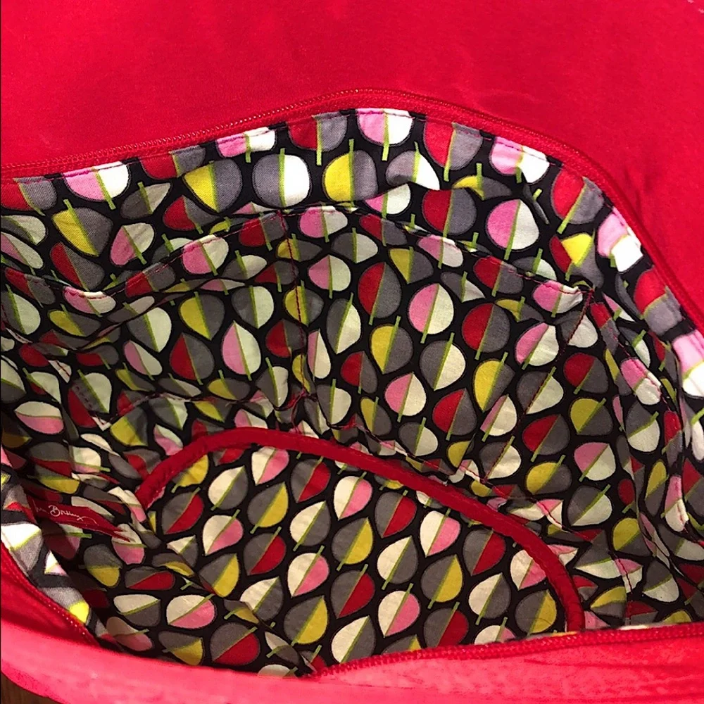 VERA BRADLEY Red Diamond Quilted Long Strap Shoulder Bag w/ Exterior Pockets - Picture 11 of 16